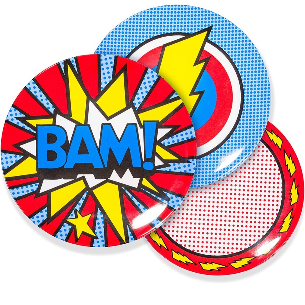 BooginHead Melamine Boys Plate Set, 3-Pack